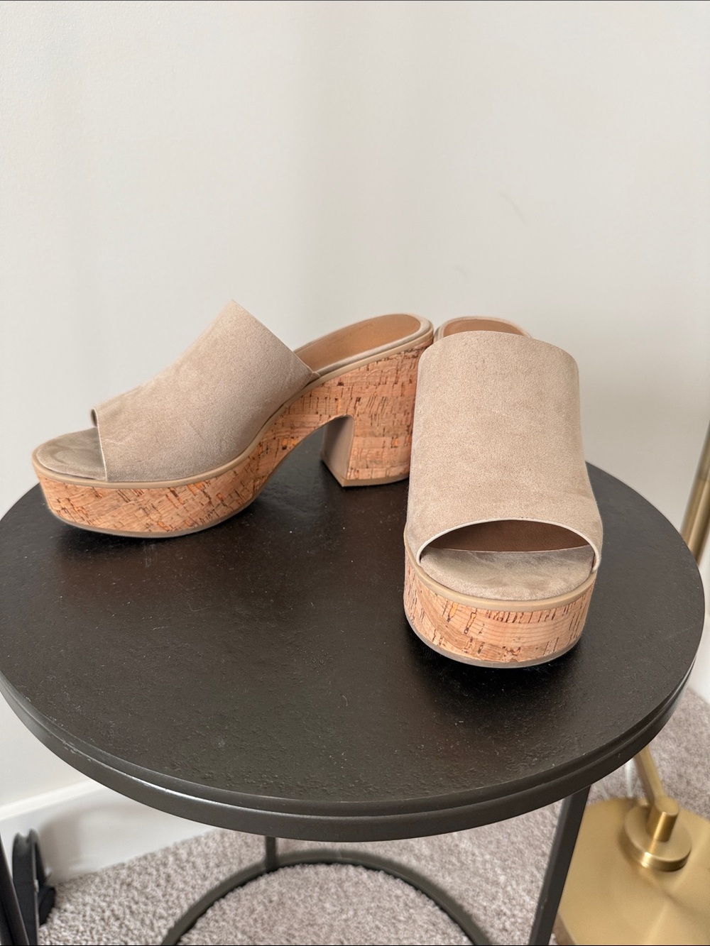 Universal Thread Taupe Suede Cork Platform Mules